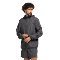 Jaqueta Corta-Vento Masculina Oxer com Capuz Tecido Plano Heat Embossed