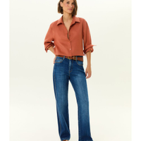 Calça Jeans Reta Used Barra Larga