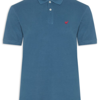 Polo Masculina Em Malha Piquet - Azul
