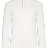 Suéter Tricot Camurça Meio Botão - Branco