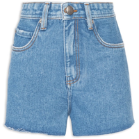 Short feminino jeans cintura alta azul