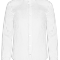 Camisa Manga Longa Tricoline Elastano Lisa - Branco