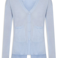 Cardigan Feminino Fenda Puro Cashmere Light - Azul