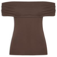 Blusa feminina ombro a ombro marrom