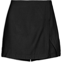 Short saia feminino com fenda preto