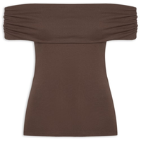 Blusa feminina ombro a ombro marrom