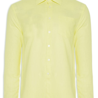 Camisa Masculina Cambraia Uni Manga Longa - Amarelo