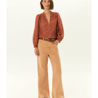 Calça Sarja Wide Leg Barra Larga