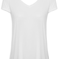 Camiseta Feminina Manga Curta Lisa - Branco