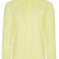 Camisa Masculina Cambraia Uni Manga Longa - Amarelo