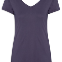 Camiseta Feminina Manga Curta Lisa - Azul