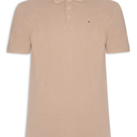 Polo Masculina Regular Fit em Pique - Bege