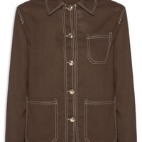 Camisa Feminina Linho com Bolsos Marrom