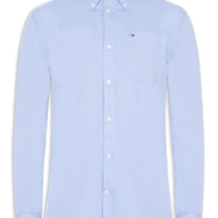 Camisa Masculina Casual Relaxed Fit Com Bolso - Azul