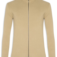 Suéter Masculino Tricot Zíper Bege