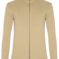 Suéter Masculino Tricot Zíper Bege