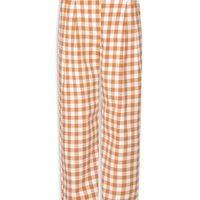 Calça Feminina Cropped Algodão Xadrez - Bege
