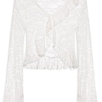 Blusa Feminina Manga Longa Em Renda - Off White