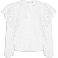 Blusa Feminina Manga Longa Bordado Lotus - Branco