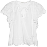 Blusa Feminina Manga Curta Bordado Lotus - Branco