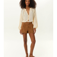 Short Feminino Couro Trançado - Marrom