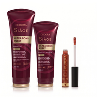 Combo Siàge Ultra Bond Reset + Eudora & Adam Mitch: Shampoo 250ml + Condicionador 200ml + Gloss Labial 5,2ml