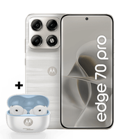 Kit Smartphone Motorola Edge 70 Pro 5G 256GB + Moto buds 2 12GB RAM+12GB Ram Boost, 4 câmeras de 50MP, Tela 1.5K extreme AMOLED 144Hz, Bateria 6500 mAh, IP68/IP69 - Branco