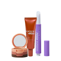 Kit Océane 4you Trio De Sombras Cooper Shine Hidratante Labial Clear E Blush Líquido Laranja (3 Produtos)