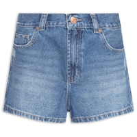 Short Feminino Jeans Bolsos Esmirilhados - Azul