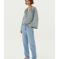 Calça Jeans Reta Barra Dobrada