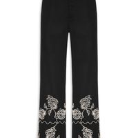 Calça Feminina Pantalona Bordada Preto