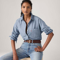 Camisa Levi's® Harlie Boyfriend Lavagem Média Manga Longa - XS USA | PP BR