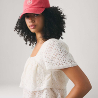 Blusa Levi's® Dom Lace Off White Manga Curta - XS USA | PP BR