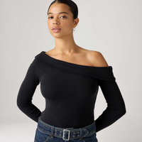 Blusa Levi's® Clara Rib Off Preta Manga Longa - XS USA | PP BR