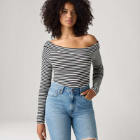 Blusa Levi's® Clara Rib Off Manga Longa Preta - XS USA | PP BR
