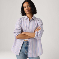 Camisa Levi's® Harlie Boyfriend Listrada Lilás Manga Longa - XS USA | PP BR