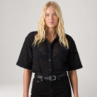 Camisa Levi's® Harlie Lace Preta Manga Curta - XS USA | PP BR