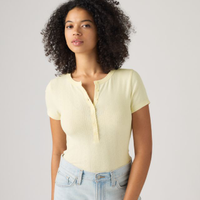 Blusa Levi's® Dry Goods Pointelle Henley Amarelo Claro Manga Curta - S USA | P BR