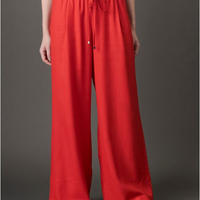 Calça Feminina Wide Leg Linho Misto Calvin Klein - Vermelho Calça Feminina Wide Leg Linho Misto Calvin Klein Vermelho 36