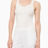 Top Feminino Tricot Cropped Calvin Klein Jeans - Areia Top Feminino Tricot Cropped Calvin Klein Jeans Areia g
