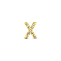 Brinco Único Letra X em Ouro Amarelo 18k com Diamantes