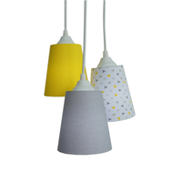 Lustre Pendente Infantil Geométrico Amarelo e Cinza