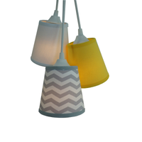 Lustre Pendente Chevron Crie Casa Amarelo e Cinza