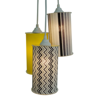 Lustre Pendente Triplo Crie Casa Zig Zag Cinza, Preto e Amarelo