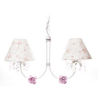 Lustre 2L Primavera Cristais 2 Flores P Rosa Quarto Bebê Infantil Menina