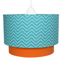 Lustre Tubular Duplo Chevron Turquesa Quarto Bebê Infantil Unissex