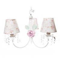 Lustre 3L Primavera Cristais 2 Flores G Rosa Quarto Bebê Infantil