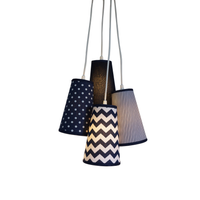 Lustre Pendente Cacho Chevron Azul Marinho e Branco