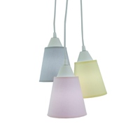 Lustre Pendente Luminária Cacho Cinza, Rosa e Amarelo Bebê