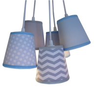 Lustre Pendente Baby Cinza, Branco e Azul Bebê